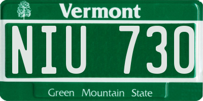 VT license plate NIU730