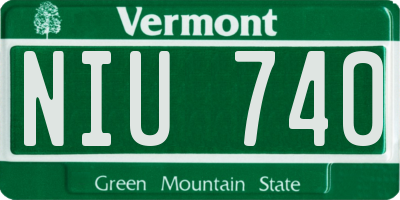 VT license plate NIU740