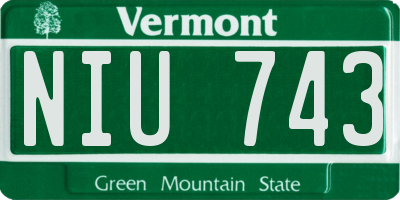 VT license plate NIU743