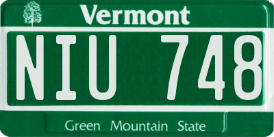VT license plate NIU748