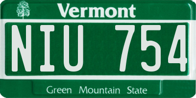 VT license plate NIU754