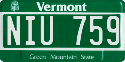 VT license plate NIU759