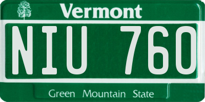 VT license plate NIU760