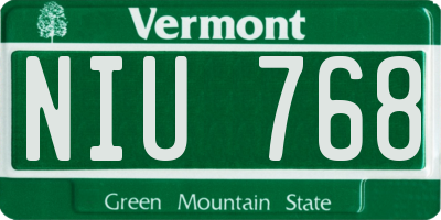 VT license plate NIU768