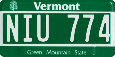 VT license plate NIU774