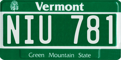 VT license plate NIU781