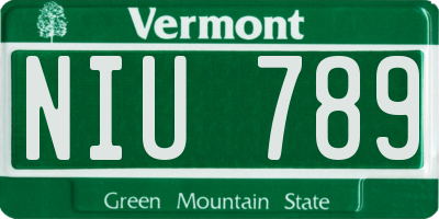 VT license plate NIU789