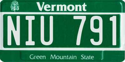 VT license plate NIU791