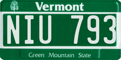 VT license plate NIU793