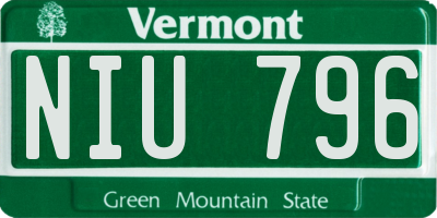 VT license plate NIU796