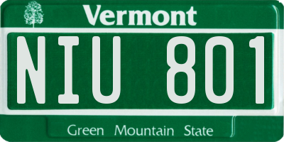VT license plate NIU801