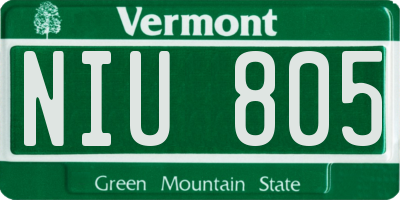 VT license plate NIU805