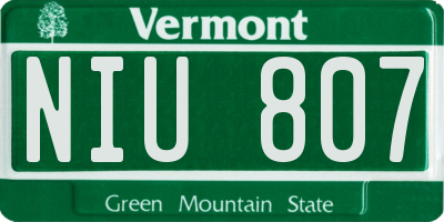 VT license plate NIU807