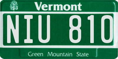 VT license plate NIU810
