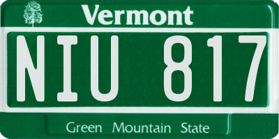 VT license plate NIU817