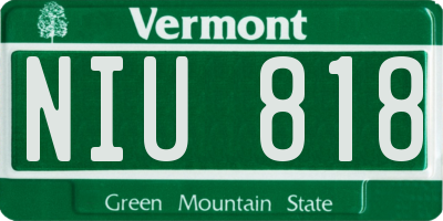 VT license plate NIU818