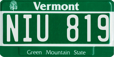 VT license plate NIU819