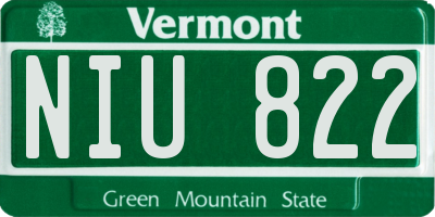 VT license plate NIU822