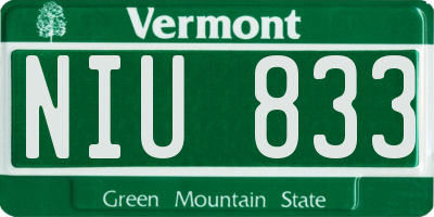VT license plate NIU833