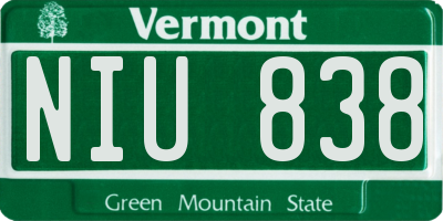 VT license plate NIU838