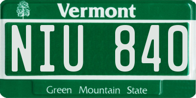 VT license plate NIU840
