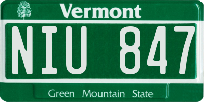 VT license plate NIU847