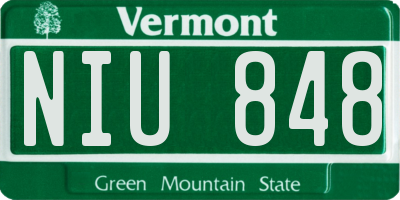 VT license plate NIU848