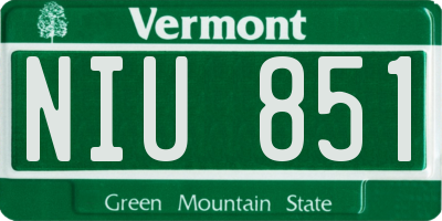 VT license plate NIU851