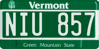 VT license plate NIU857