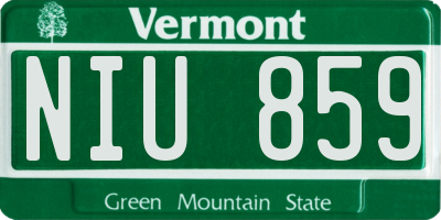 VT license plate NIU859