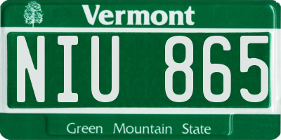 VT license plate NIU865