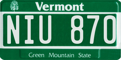 VT license plate NIU870