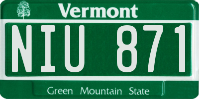 VT license plate NIU871