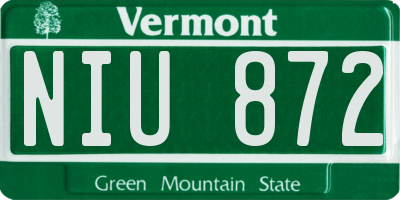 VT license plate NIU872