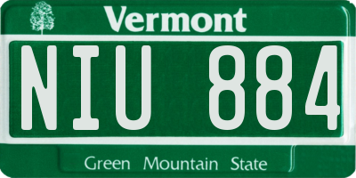 VT license plate NIU884