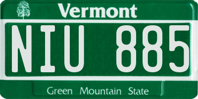 VT license plate NIU885
