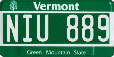 VT license plate NIU889