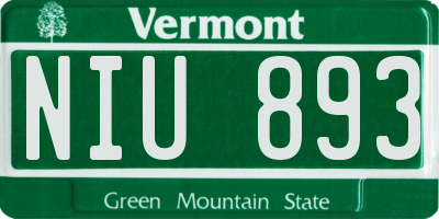 VT license plate NIU893