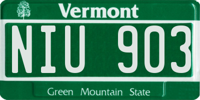 VT license plate NIU903