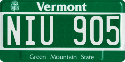 VT license plate NIU905