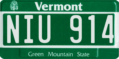 VT license plate NIU914