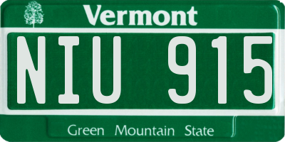 VT license plate NIU915