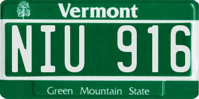 VT license plate NIU916