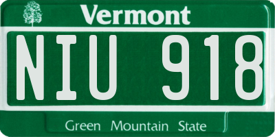 VT license plate NIU918