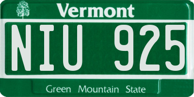 VT license plate NIU925
