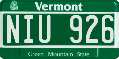 VT license plate NIU926