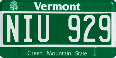 VT license plate NIU929