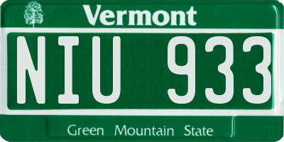 VT license plate NIU933