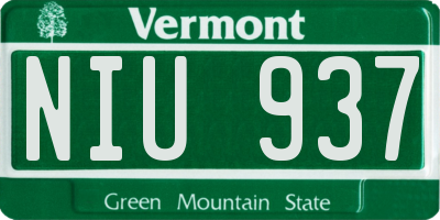 VT license plate NIU937