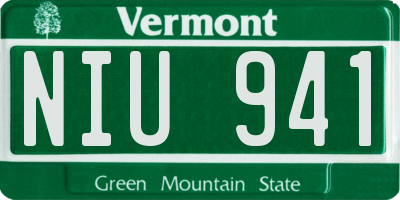 VT license plate NIU941
